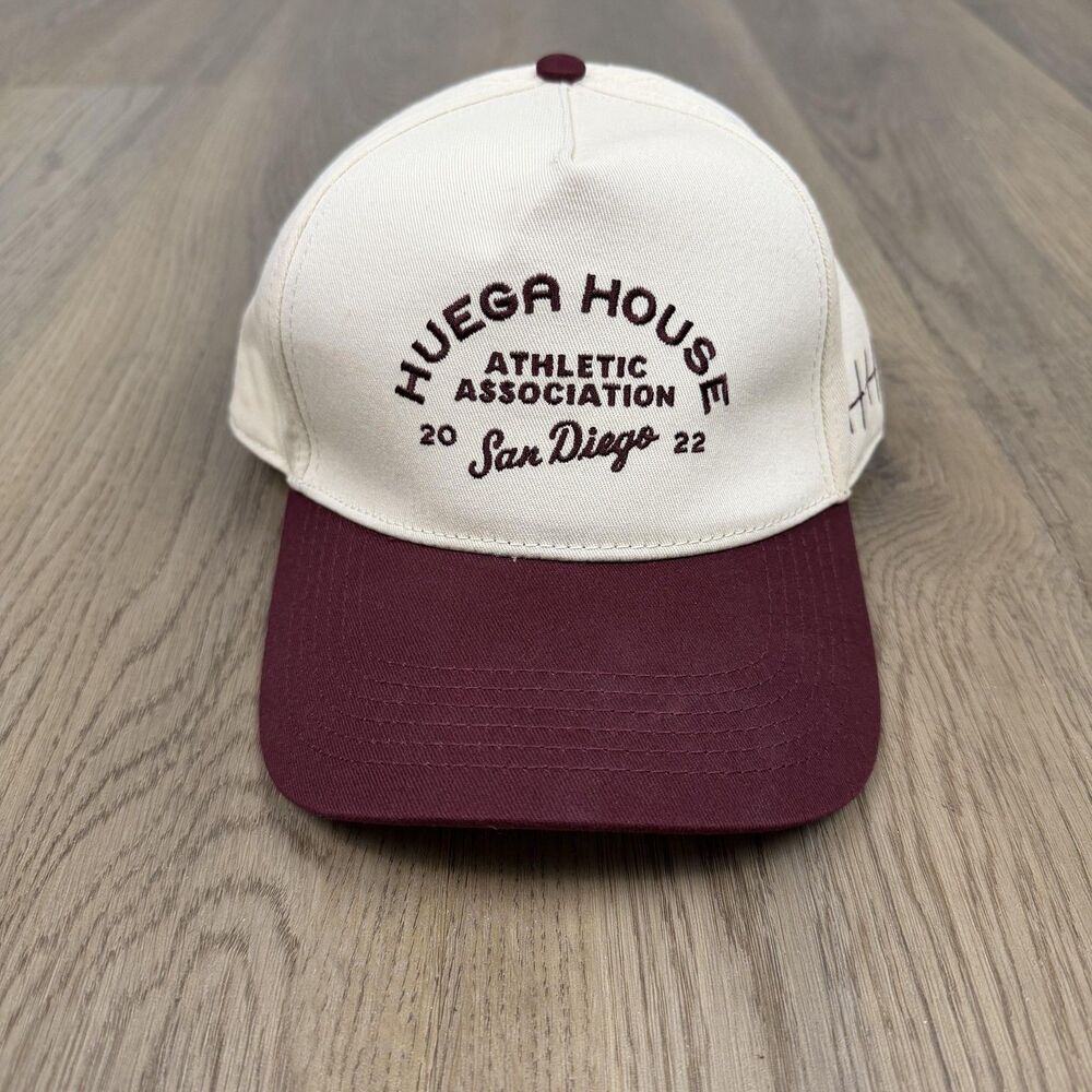 Huega House Hat Cap Snap Back One Size White Maroon Athletic San Diego Mens